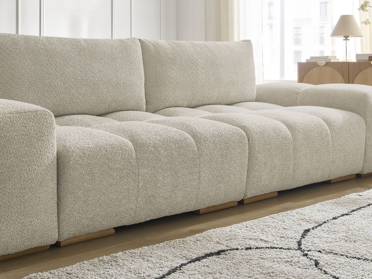Bobochic Anakin Sofa 3-Sitzer, 2 Kissen Bouclé-Stoff Beige