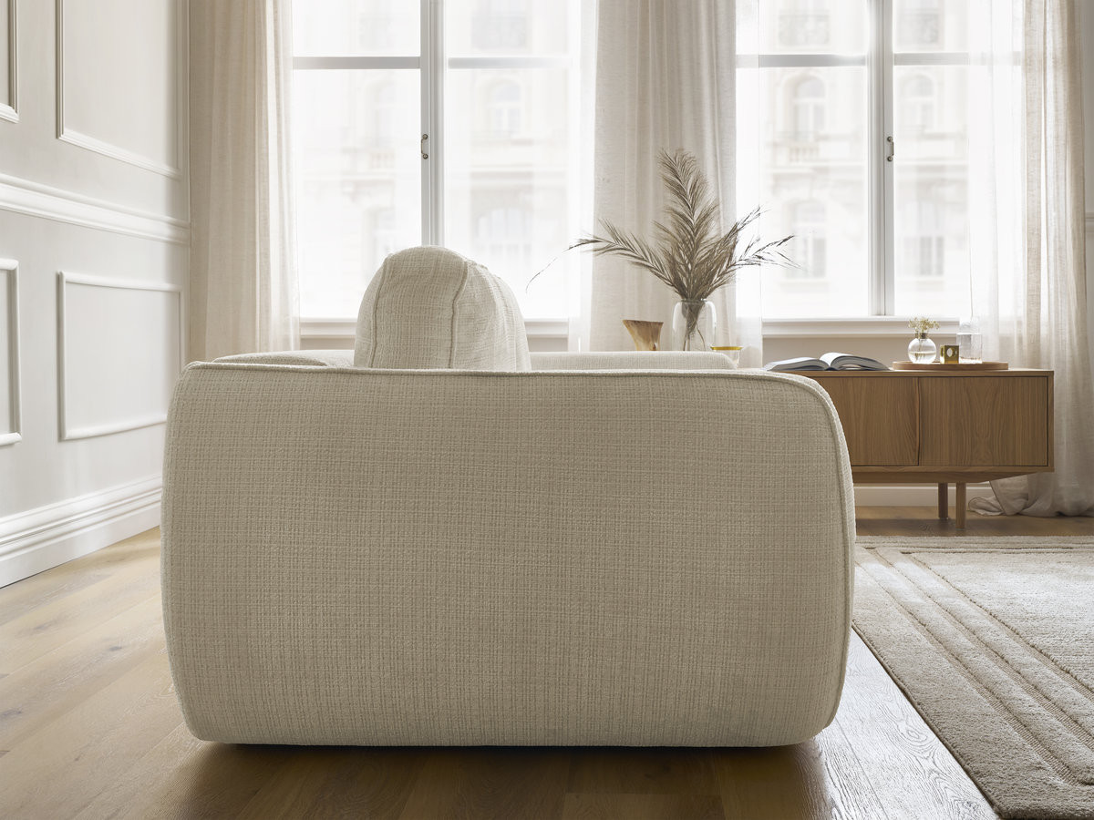 Bobochic Denise Schlafsofa 3-Sitzer mit Bettkasten Strukturstoff Beige