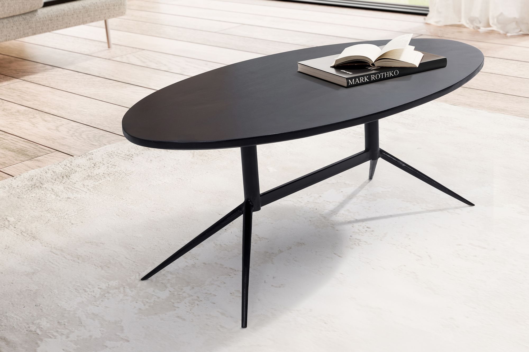 Couchtisch Eidsdal Mango Massivholz Schwarz 90 × 50 × 35 cm