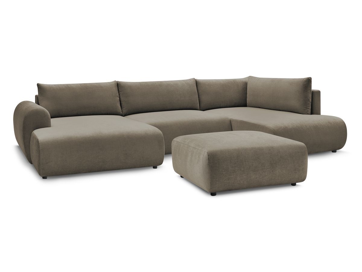 Bobochic Lucien Wohnlandschaft mit Pouf Stoff Taupe Ecke links