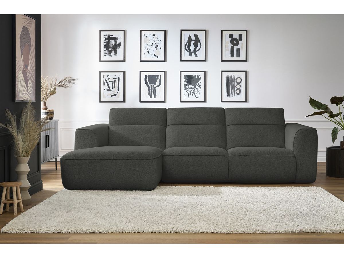 Bobochic William Ecksofa Melange-Stoff Dunkelgrau Ecke links