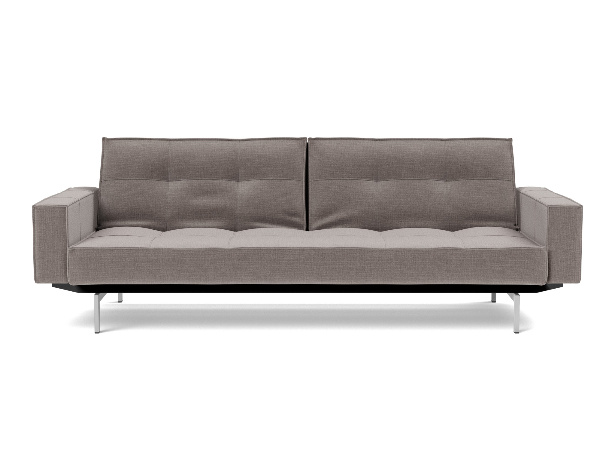 Schlafsofa Splitback mit Armlehnen Chenille Esina 418-Truffle Beine Chrom