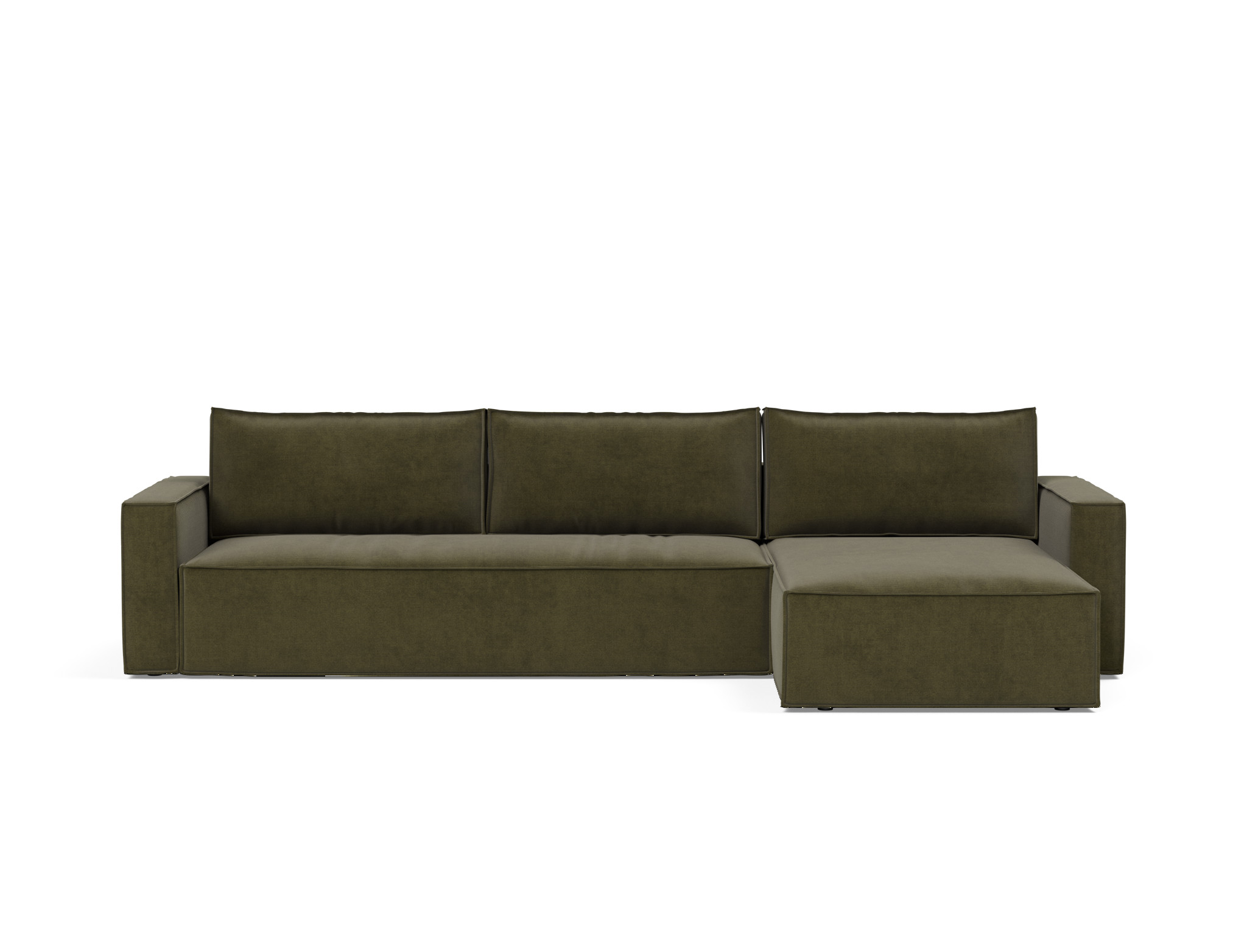 Schlafsofa Newilla mit Chaiselongue Kord Cordufine 316-Pine-Green