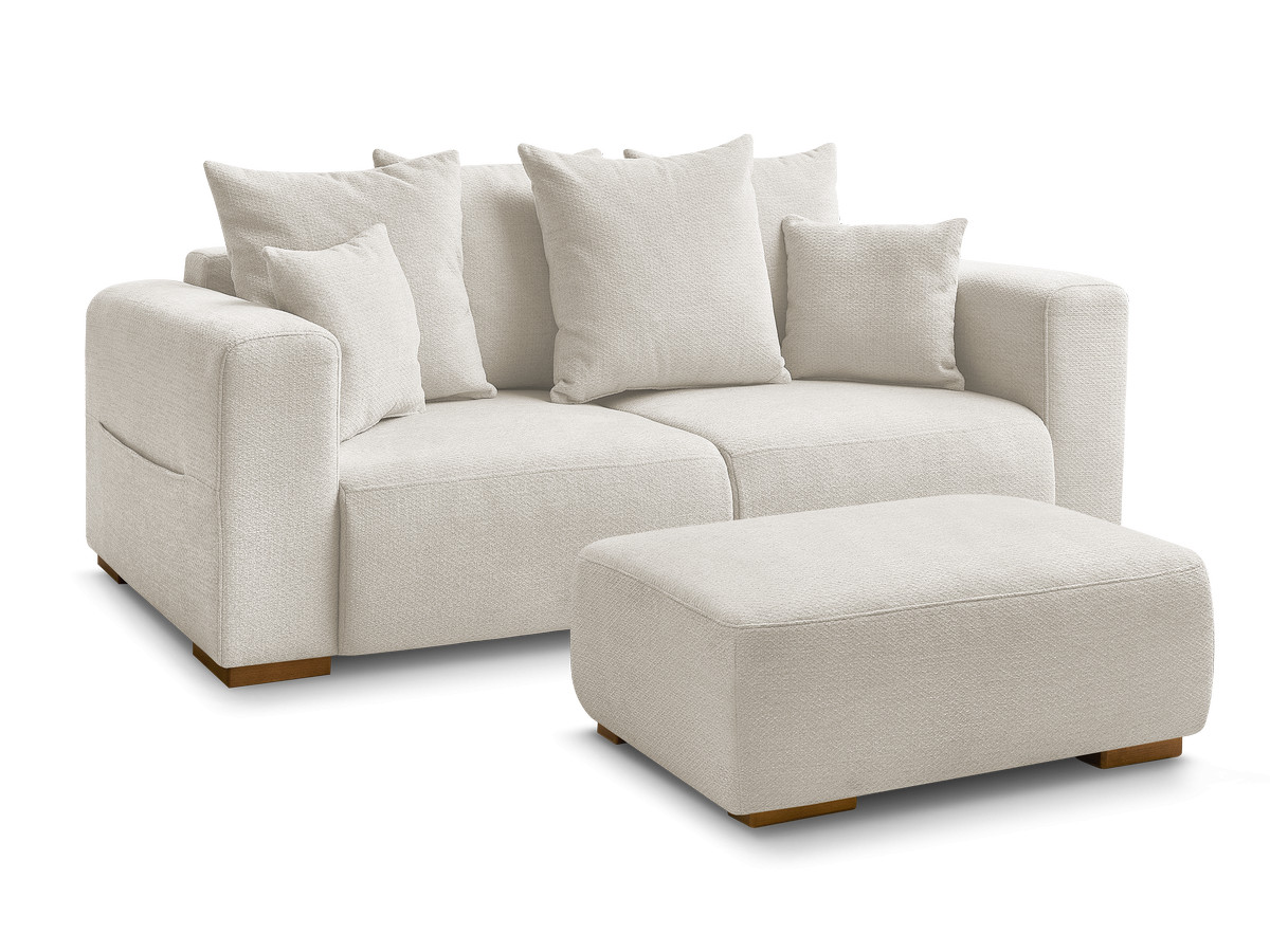 Bobochic Sidonie Sofa 3-Sitzer mit Pouf Melange-Stoff Beige