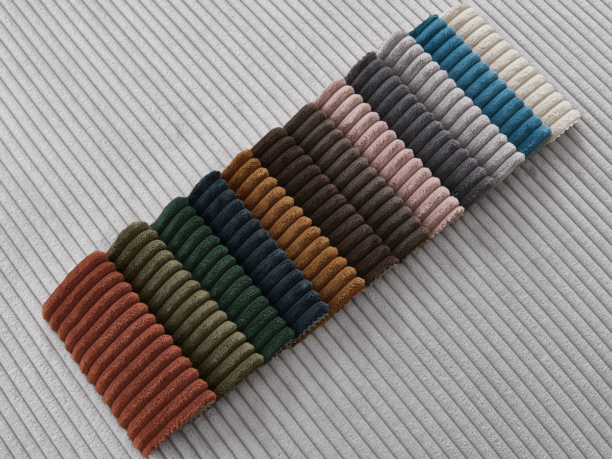 Bobochic Enore Ecksofa mit Pouf Cordsamt Hellgrau Ecke links