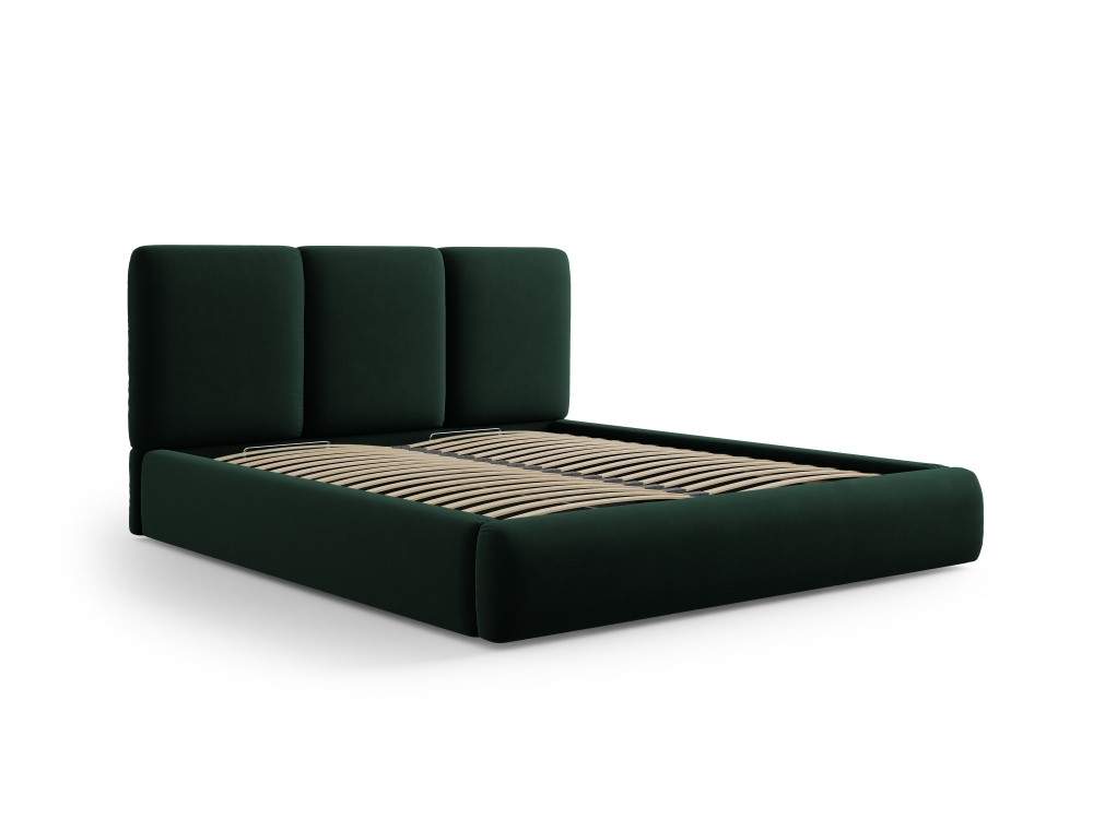 Cosmopolitan Design Stauraumbett mit Kopfteil Nicolas 160x200 Samt Riviera Dunkelgrün
