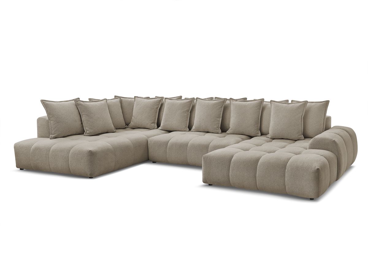 Bobochic Everest Wohnlandschaft, 14 Kissen Melange-Stoff Taupe Ecke rechts