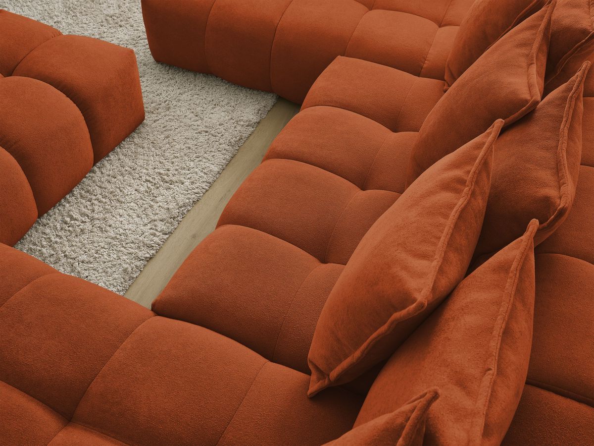Bobochic Everest Wohnlandschaft mit Pouf, 14 Kissen Strukturstoff Orange Ecke rechts