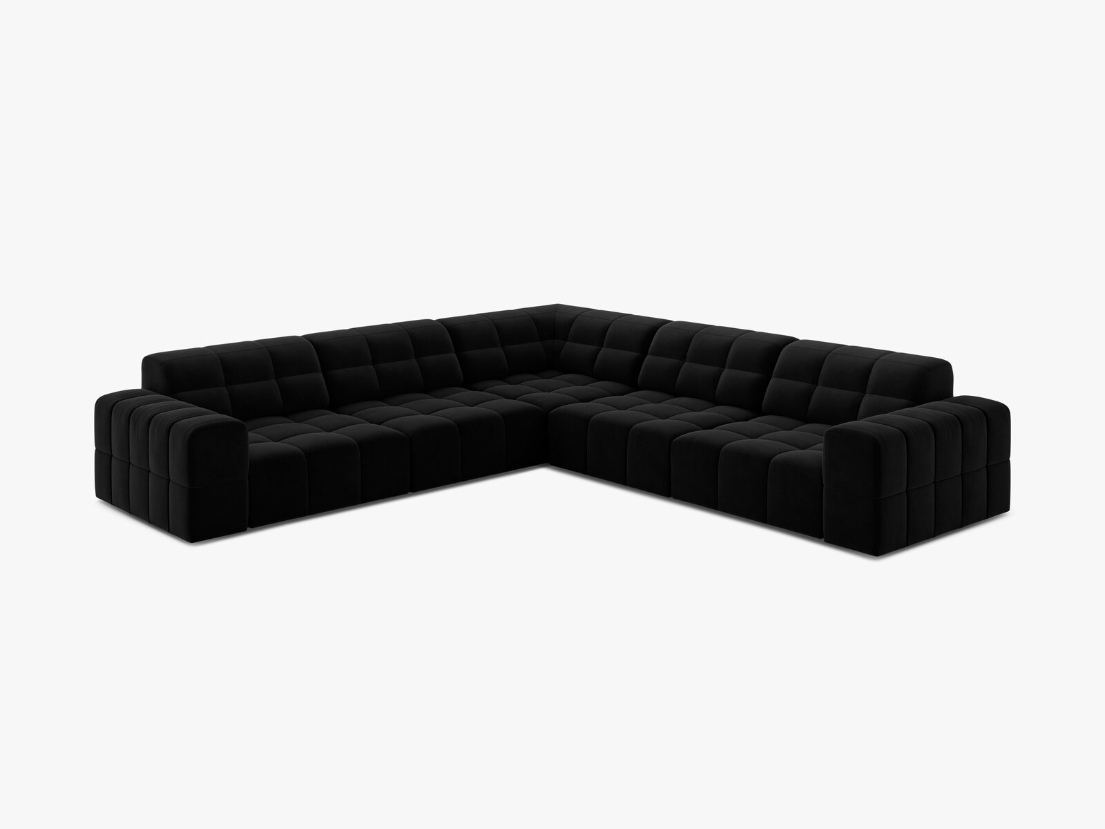 Micadoni Jennifer Modulares Ecksofa 7-Sitzer Samt Bluvel Schwarz