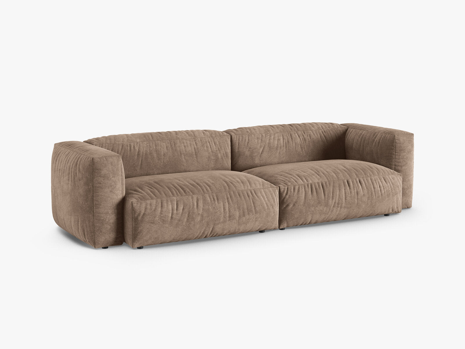 Micadoni Sofa Martina 4-Sitzer 90cm Sitztiefe Samt Vogue Dunkelbeige