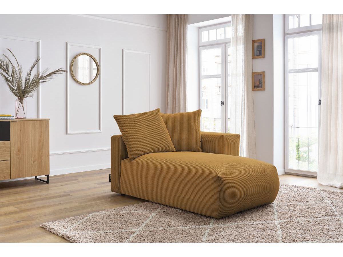 Bobochic Voltaire Méridienne-Modul Cordsamt Gelb Ecke rechts