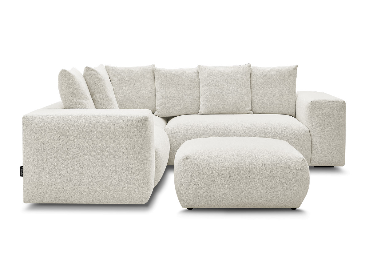 Bobochic Voltaire Ecksofa mit Pouf 268 × 214 cm Melange-Stoff Weiß Ecke links