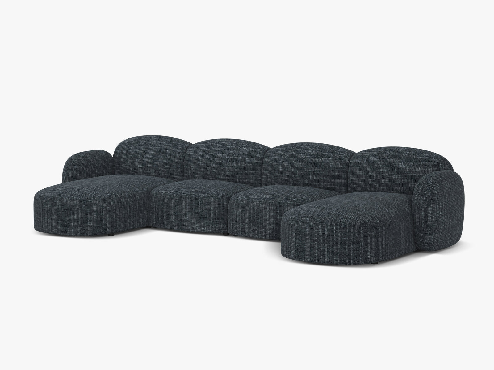 Micadoni Panorama Sofa Blair 6-Sitzer Strukturierter Stoff Baltimore Marineblau