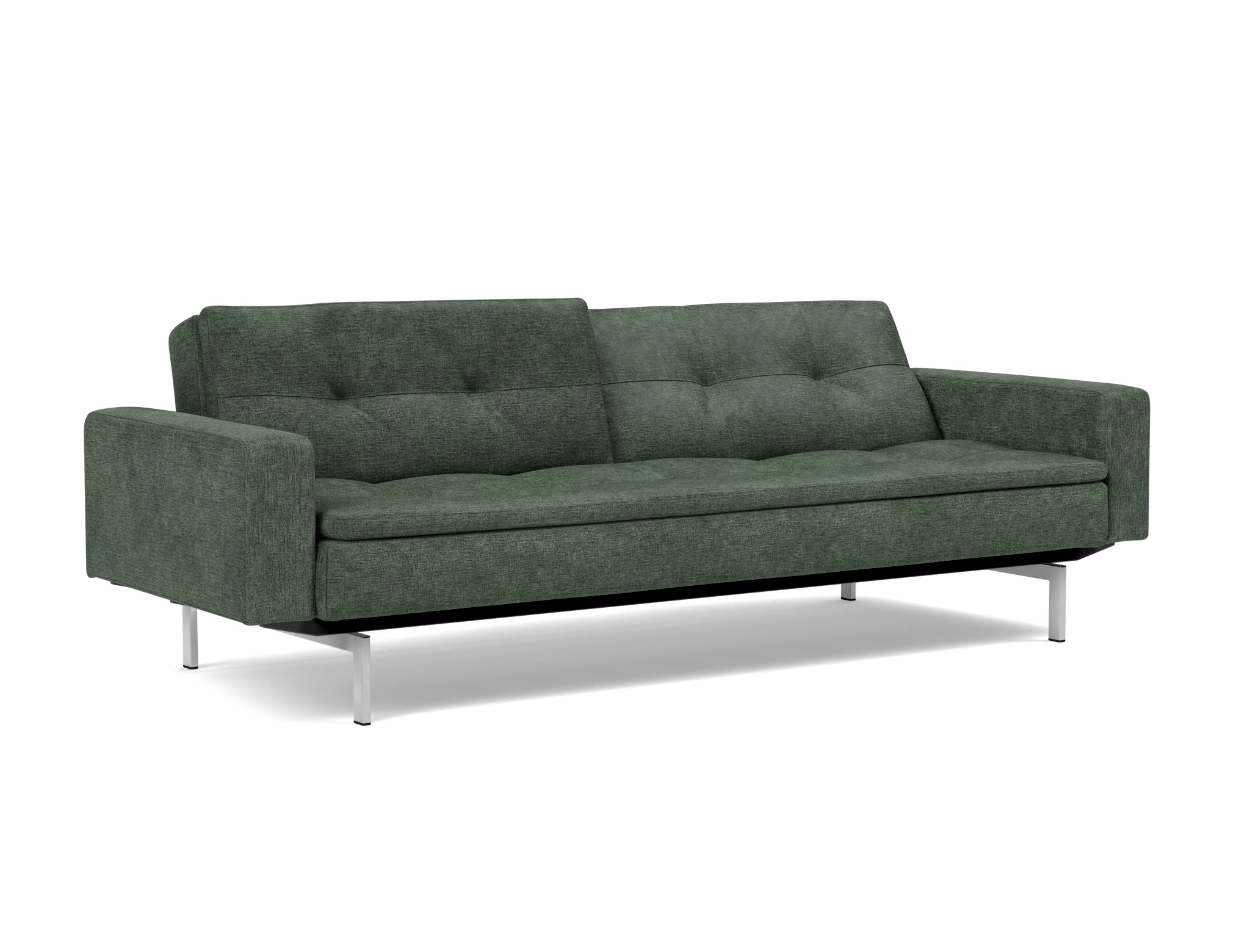 Schlafsofa Dublexo mit Armlehnen Flachgewebe Avella 281-Pine-Green Beine Chrom