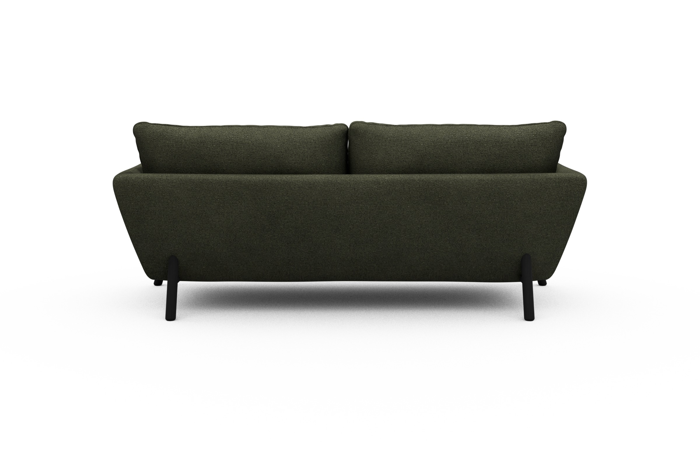 Sofa Emil 3-Sitzer Beinfarbe Eiche Schwarz Boucle-Forest-Green