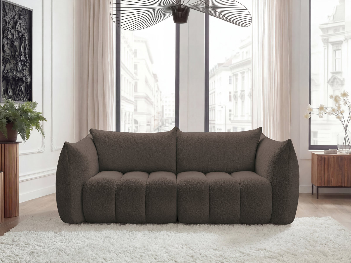 Bobochic Azra Sofa 3-Sitzer Bouclé-Stoff Braun