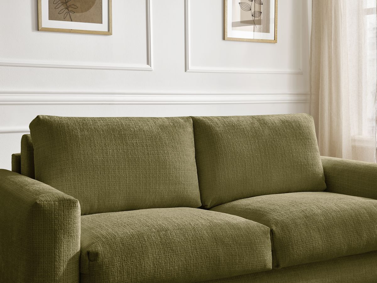 Bobochic Cocoone Schlafsofa 3-Sitzer Strukturstoff Grün, Liegefläche 160 × 200 cm