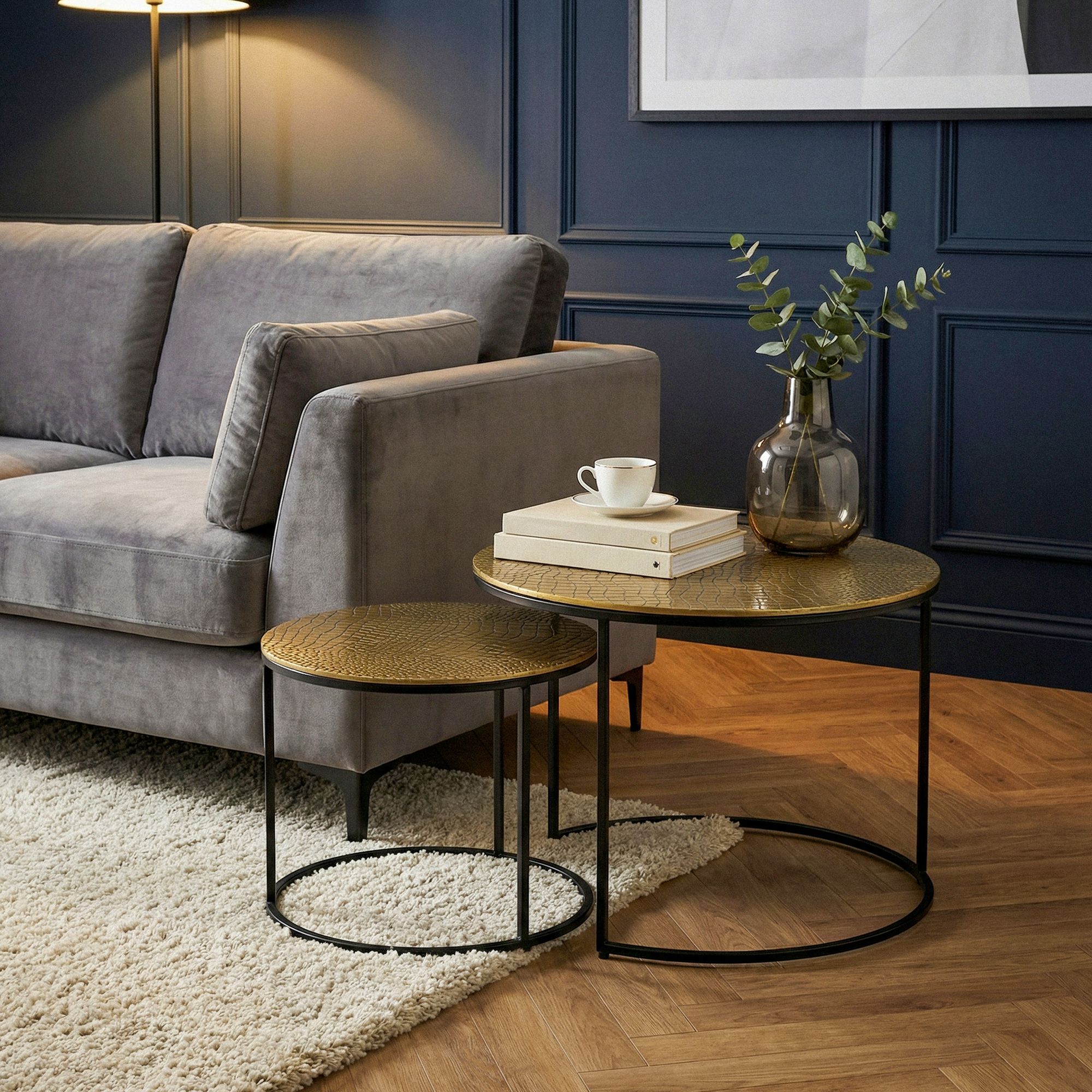 Satztisch 2er-Set Sandnes Aluminium Gold Ø 60 × H 45 cm