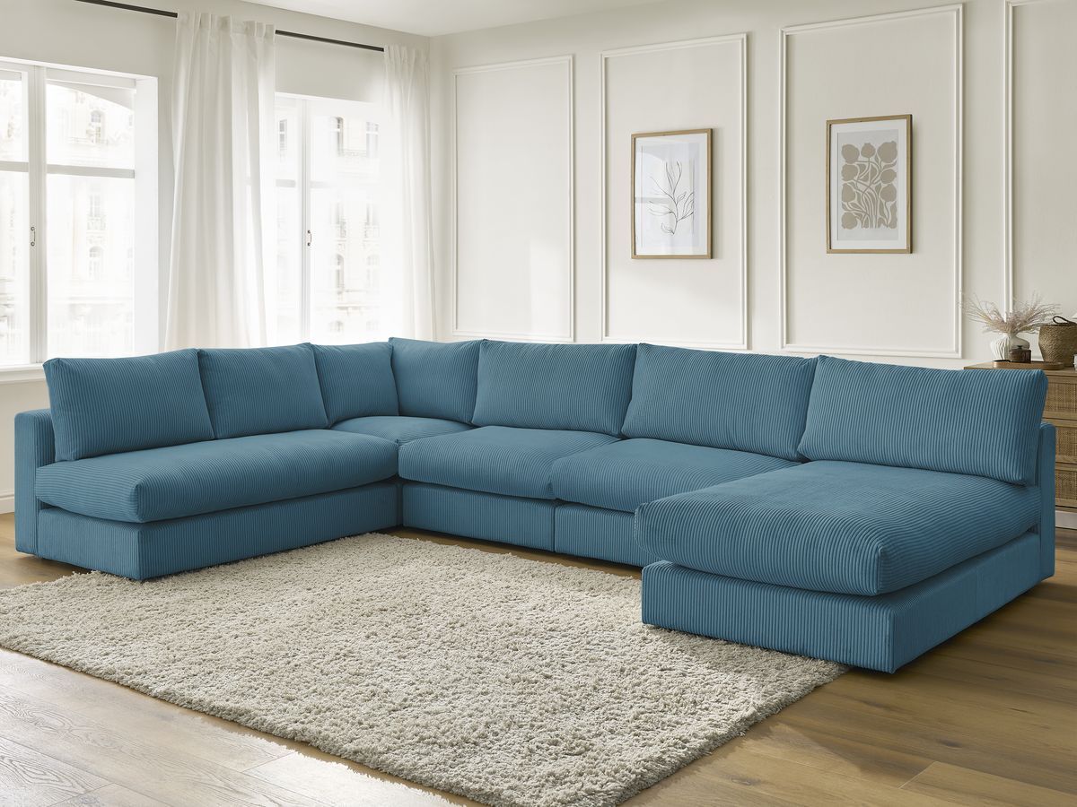 Bobochic Paris Ecksofa Cordsamt Hellblau