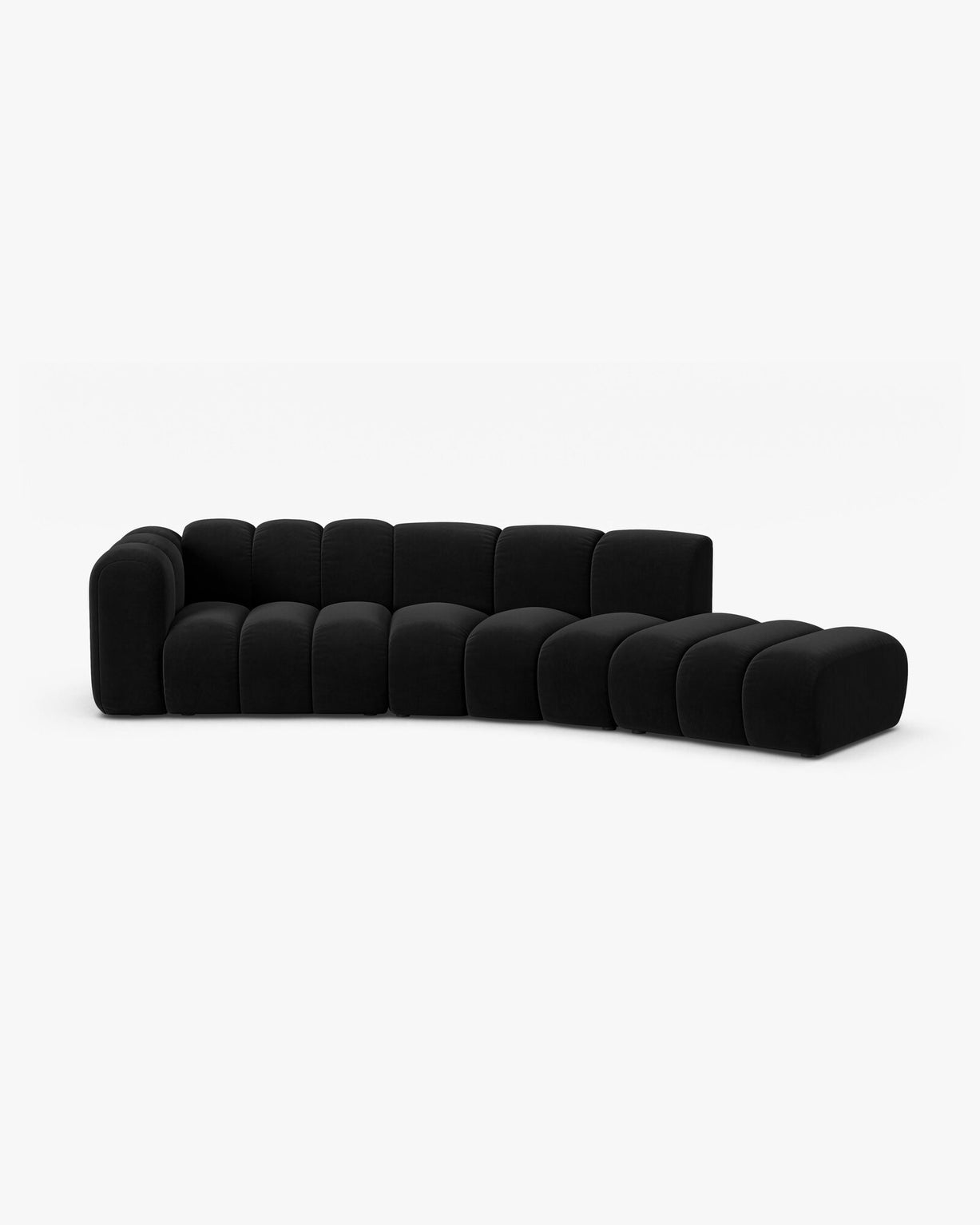 Micadoni Modulares Sofa Lupine 5-Sitzer Rechts Samt Salvador Schwarz