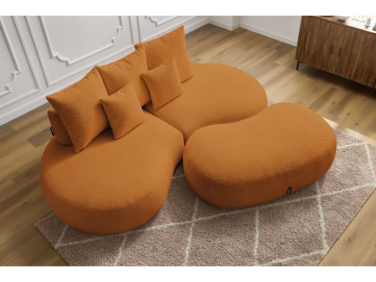 Bobochic Saint-germain Sofa 5-Sitzer mit Pouf Bouclé-Stoff Gelb