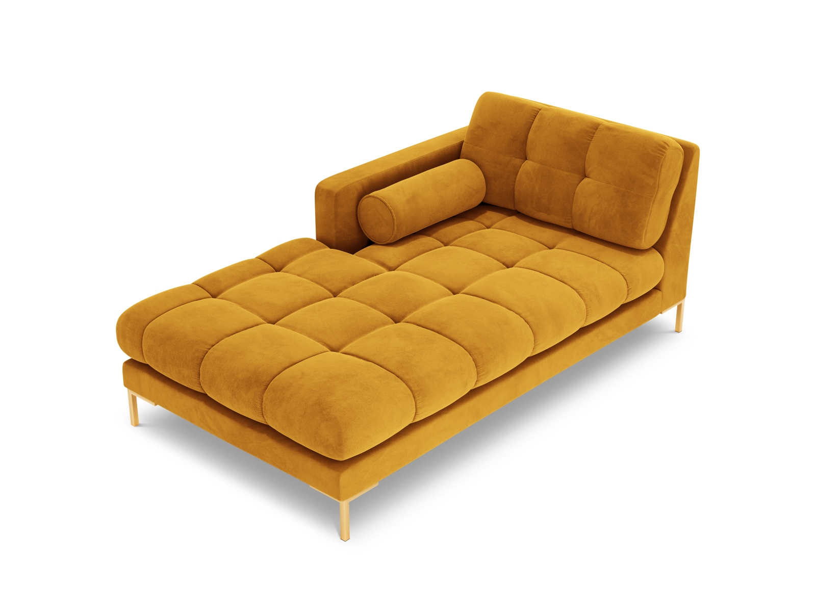 Cosmopolitan Design Chaiselongue Bali Samt Bluvel Gelb Links Beine Gold