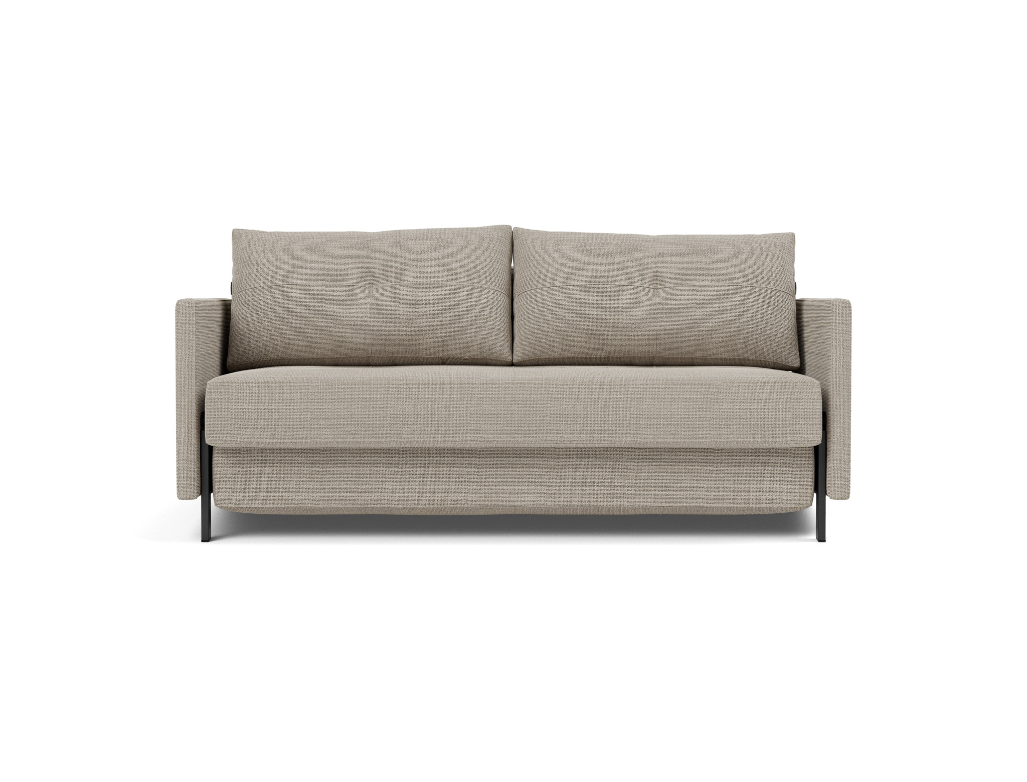 Schlafsofa Cubed mit Armlehnen 160 Strukturierter Stoff Kenya 579-Gravel