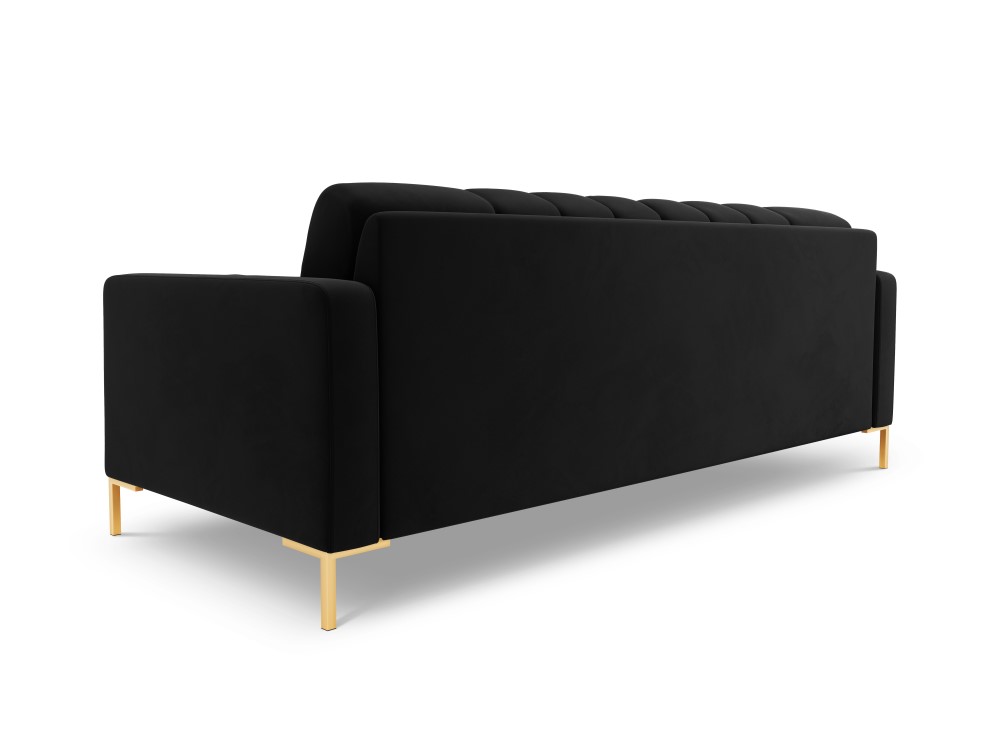 Cosmopolitan Design Sofa Bali 3-Sitzer Samt Bluvel Schwarz Beine Gold