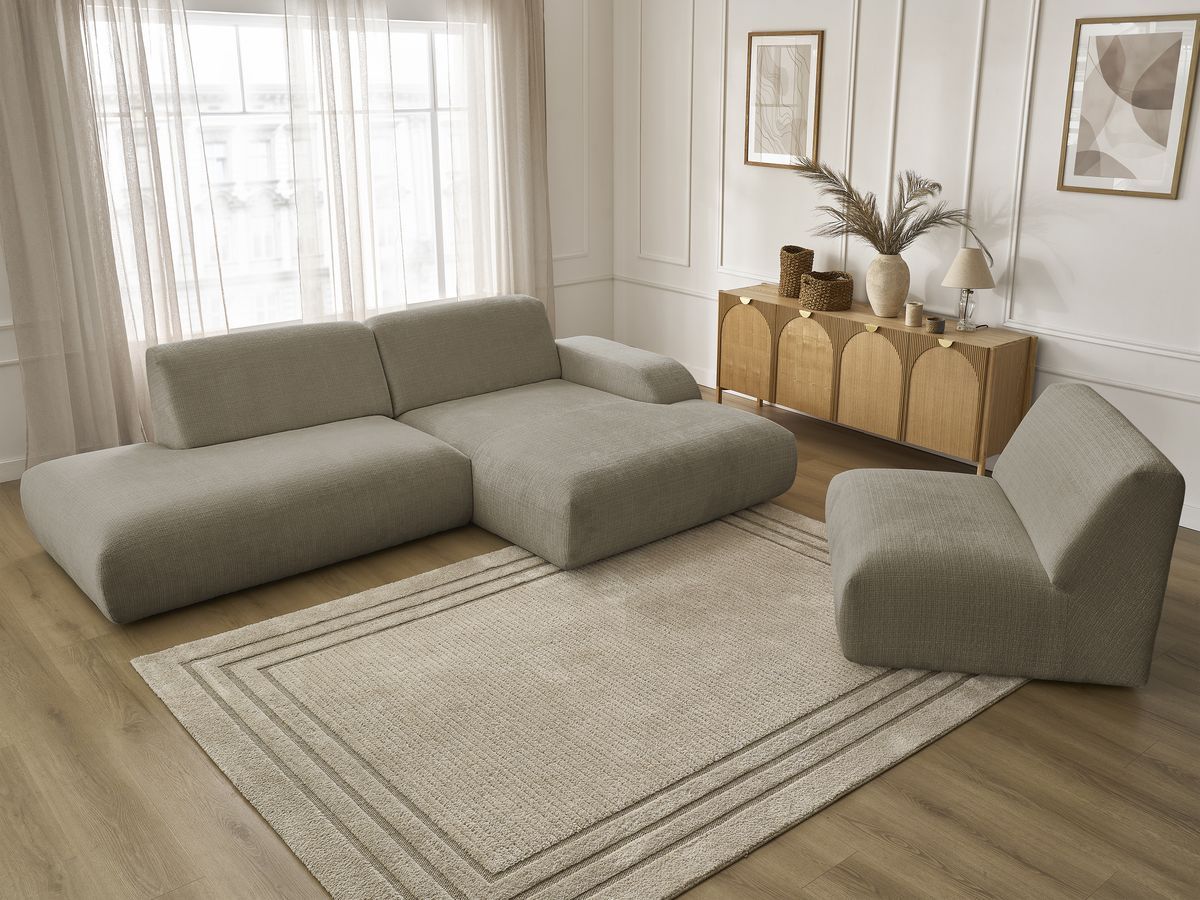 Bobochic Sirius Ecksofa 405 × 170 cm Strukturstoff Taupe Ecke rechts
