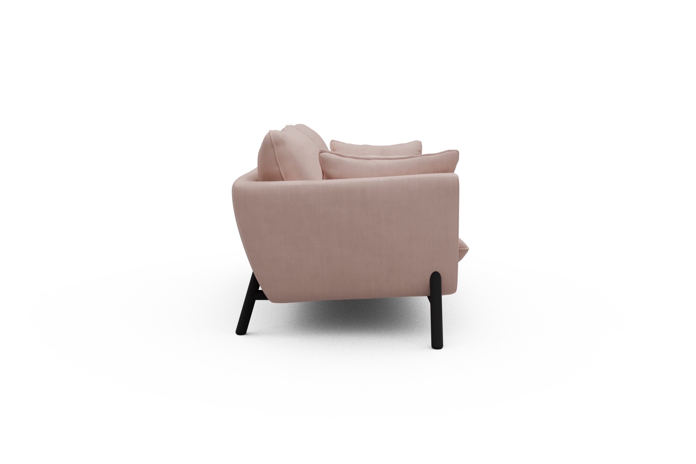 Sofa Emil 2-Sitzer Beinfarbe Eiche Schwarz Cordufine-Blush