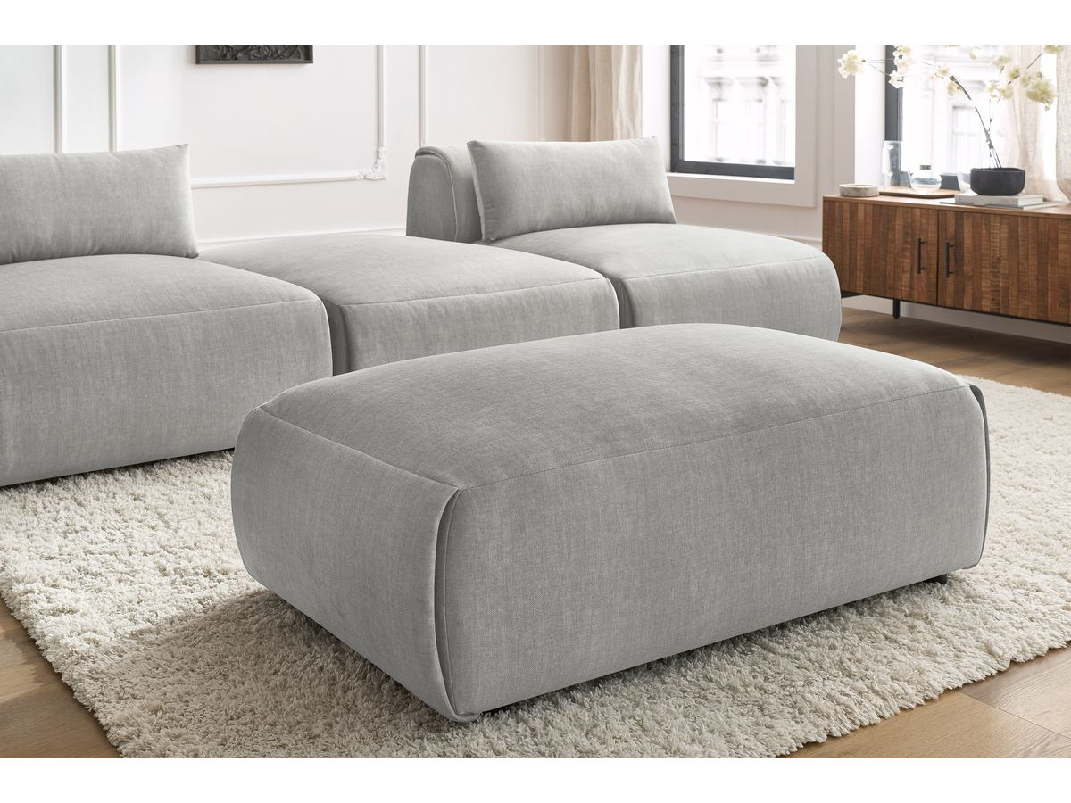 Bobochic Jeanne Sofa 4-Sitzer mit Pouf Samt Hellgrau