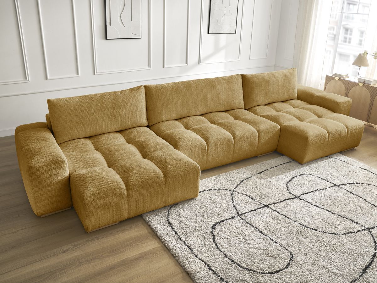 Bobochic Anakin Wohnlandschaft, 3 Kissen Strukturstoff Gelb
