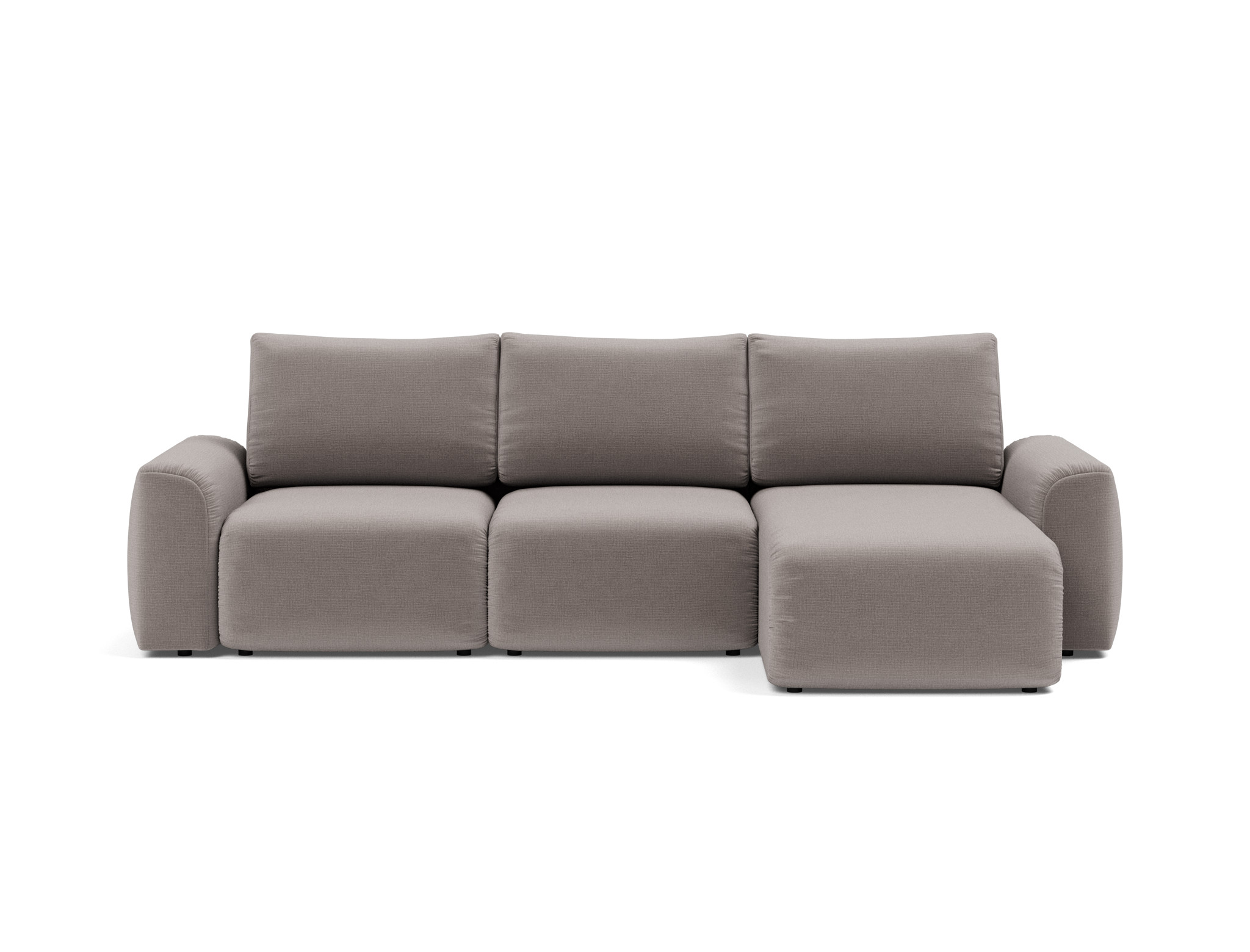 Schlafsofa Norum mit Chaiselongue und Chunky-Armlehnen Chenille Esina 418-Truffle
