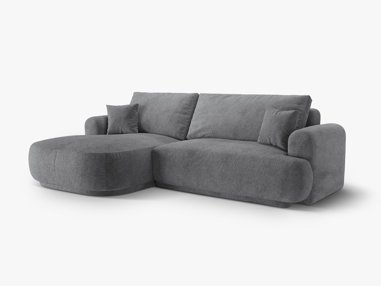 Micadoni Ella Ecksofa mit Bettfunktion und Stauraum Links Strukturierter Stoff Sorella Grau