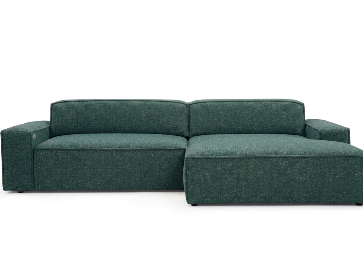 Bobochic Abel Ecksofa mit Schlaffunktion Melange-Stoff Grün Ecke rechts
