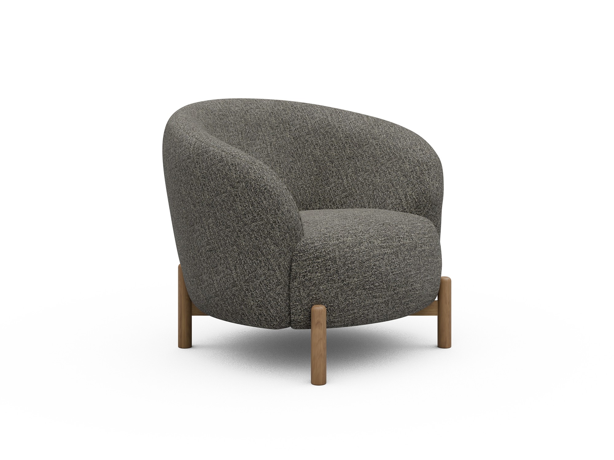 Sessel Ronda Holzbeine Eiche Natur Boucle Carreno 771-Sepia-Brown