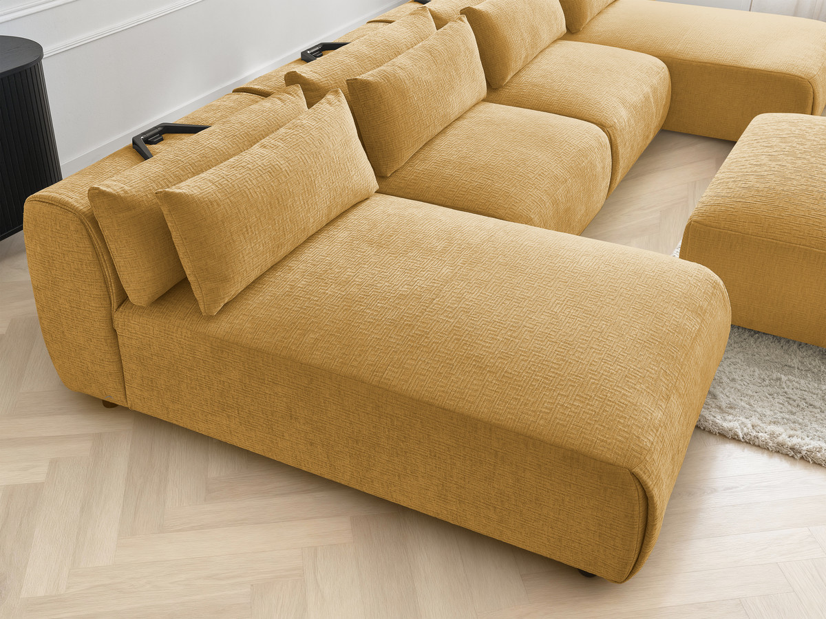Bobochic Jana Wohnlandschaft mit großem Pouf Strukturstoff Gelb