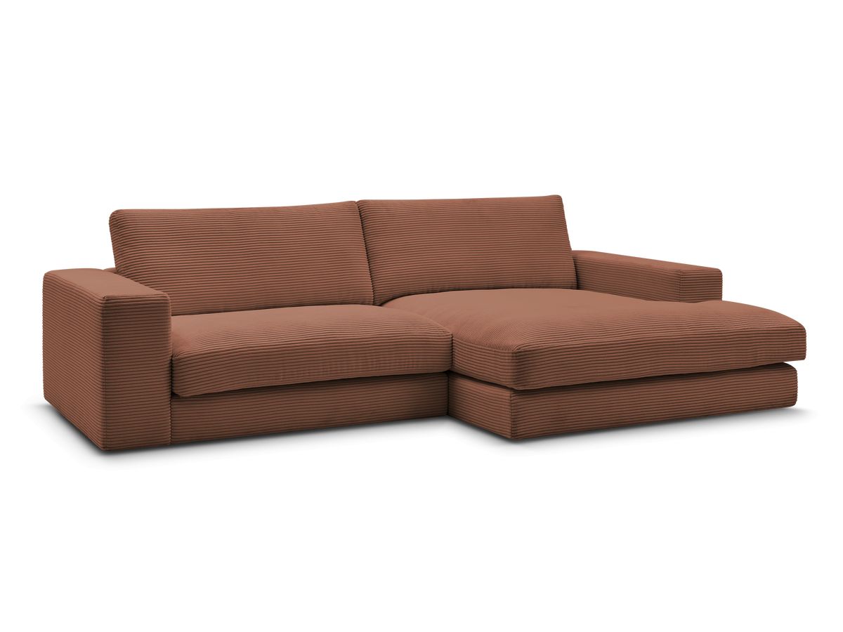 Bobochic Leonard Ecksofa 234 × 159 cm Cordsamt Orange Ecke rechts