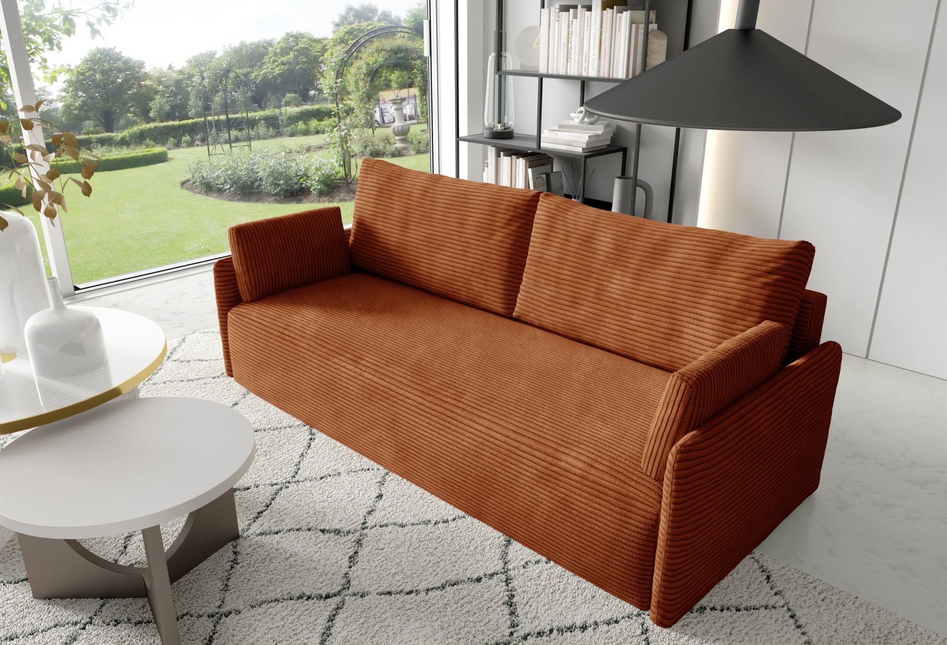Mino 3-Sitzer Schlafsofa Kord Poso Orange
