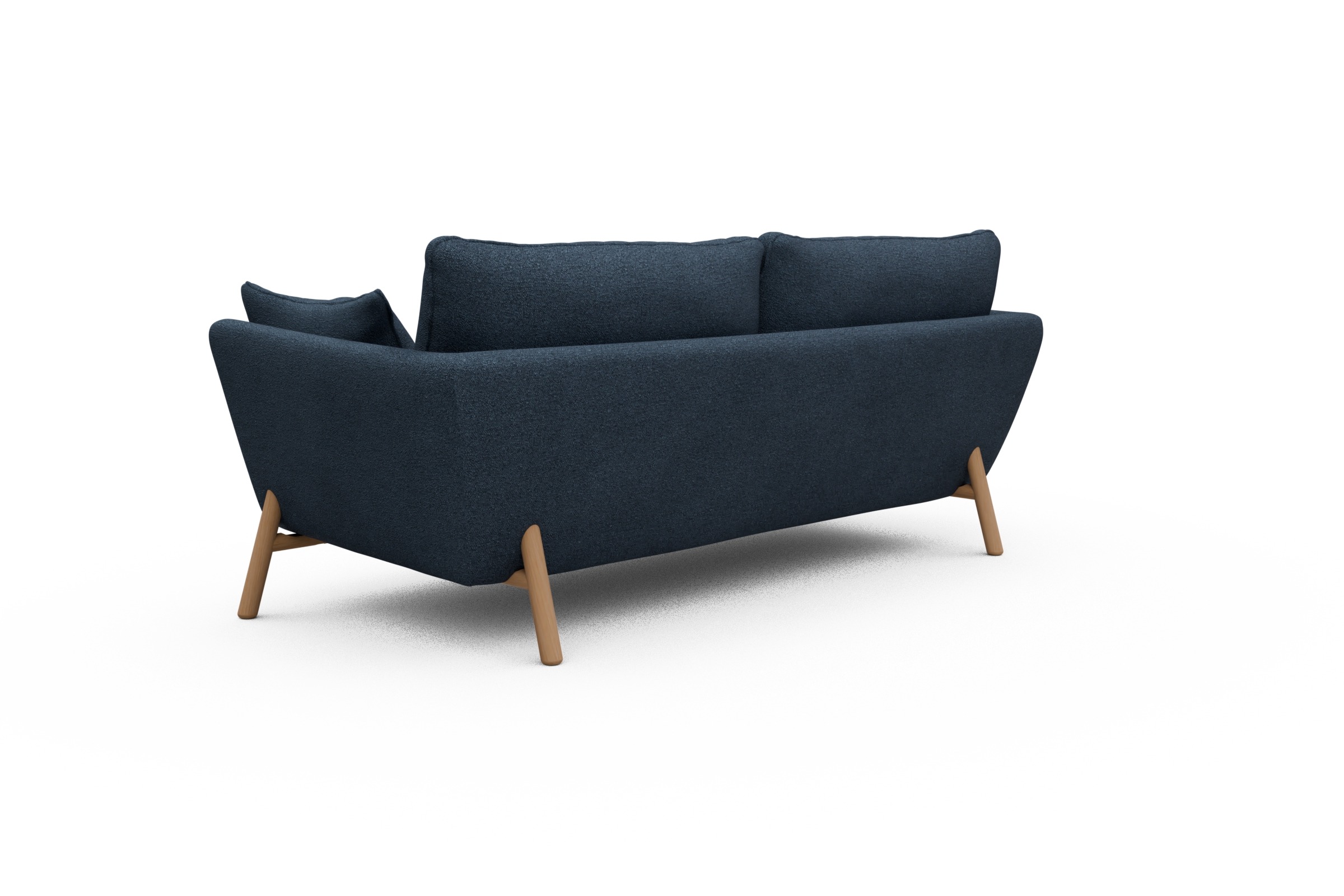 Sofa Emil 3-Sitzer Beinfarbe Eiche Natur Boucle-Blue