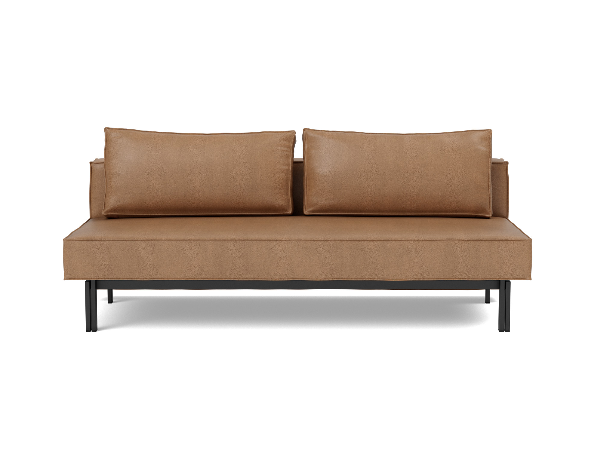 Schlafsofa Sly Lederoptik Faunal 551-Brown Beine Schwarzes Metall