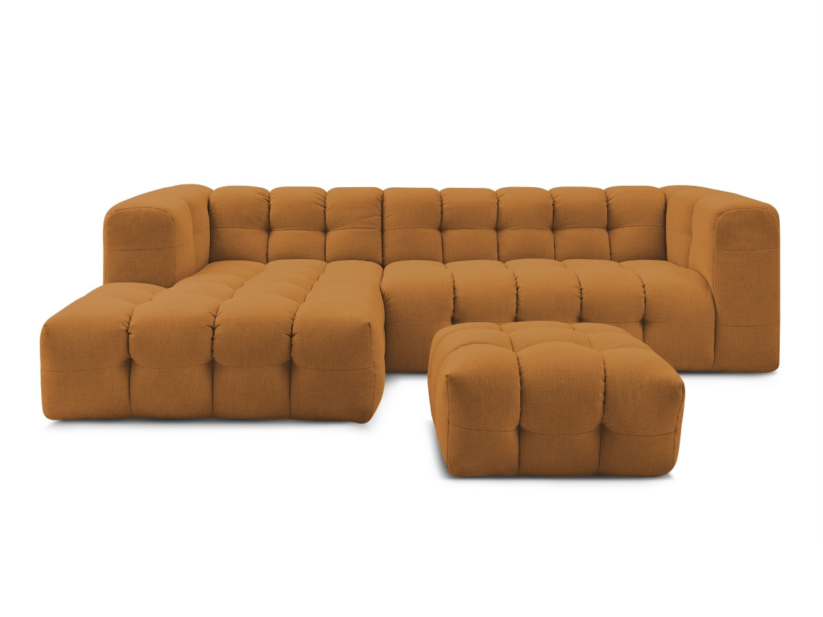 Bobochic Cloud Ecksofa mit Pouf 288 × 184 cm Stoff Gelb Ecke links