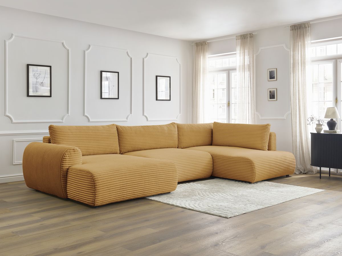 Bobochic Lucien Wohnlandschaft Breitcord weich Gelb Ecke links