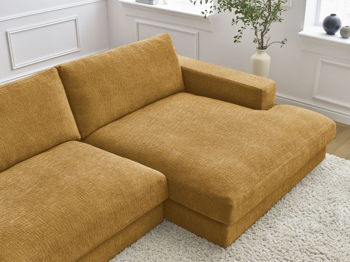 Bobochic Leonard Ecksofa 274 × 159 cm Strukturstoff Gelb Ecke rechts