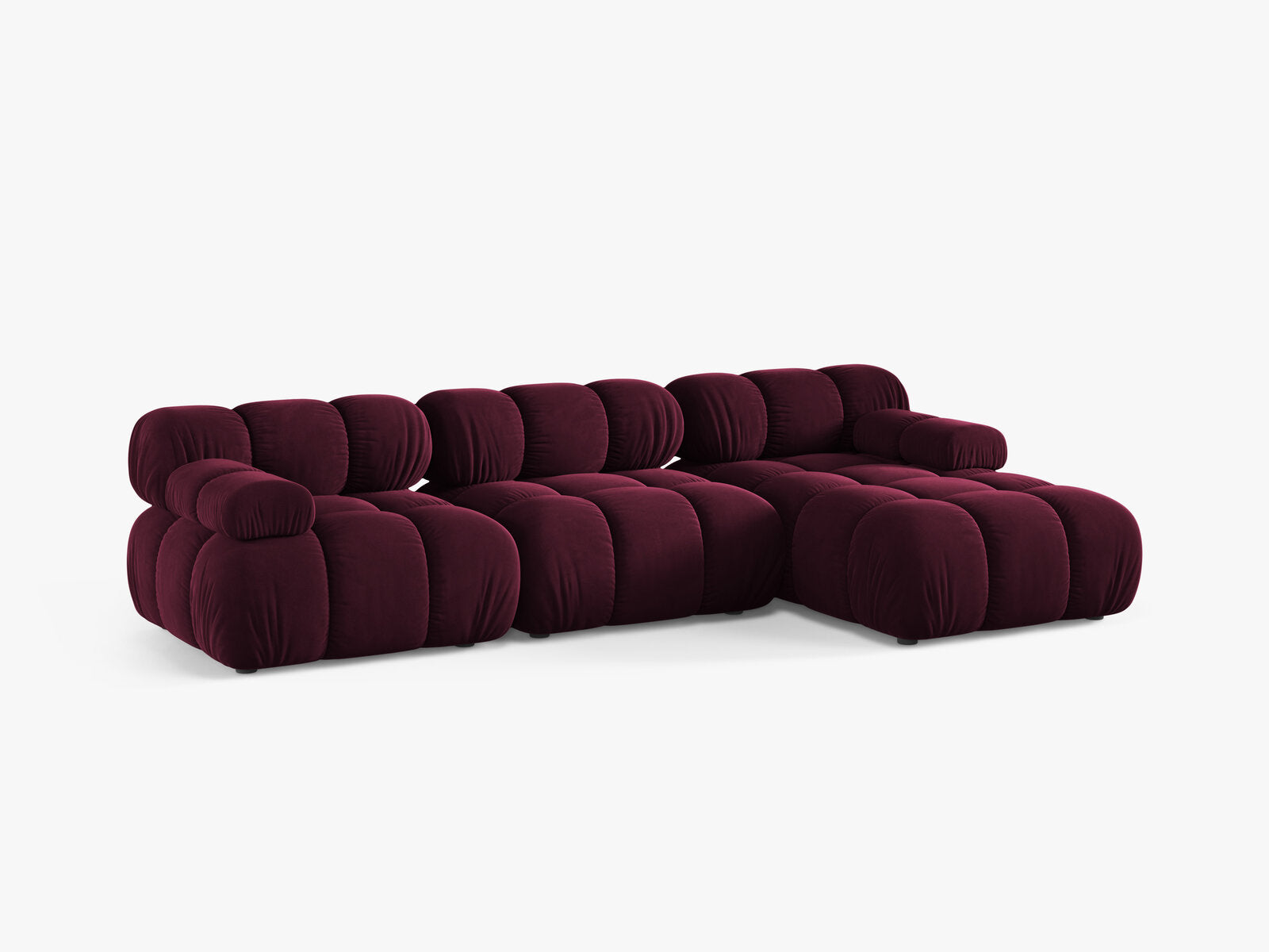 Micadoni Modulares Ecksofa Bellis 4-Sitzer Rechts Samt Venus Burgunder