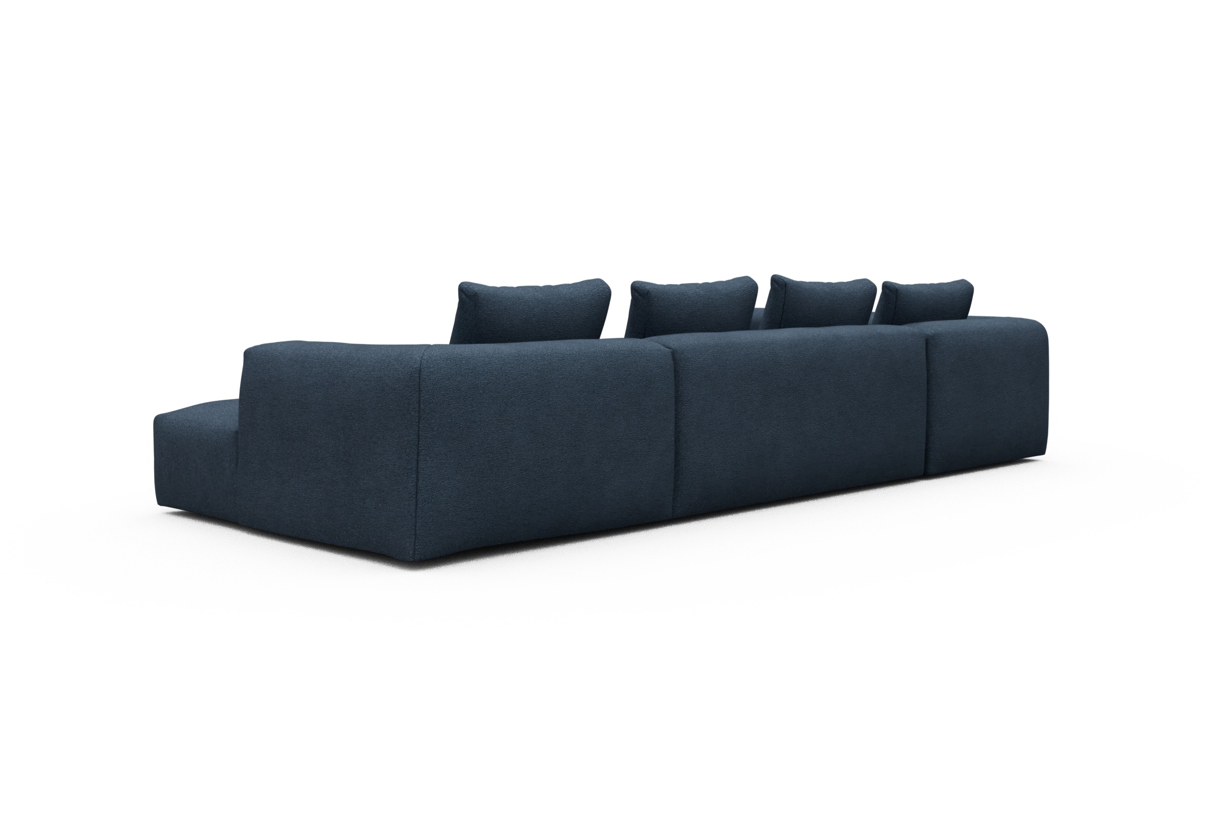 Wohnlandschaft Fred Chaiselongue rechts mit 2-Sitzer und lange Armlehne links Boucle-Blue