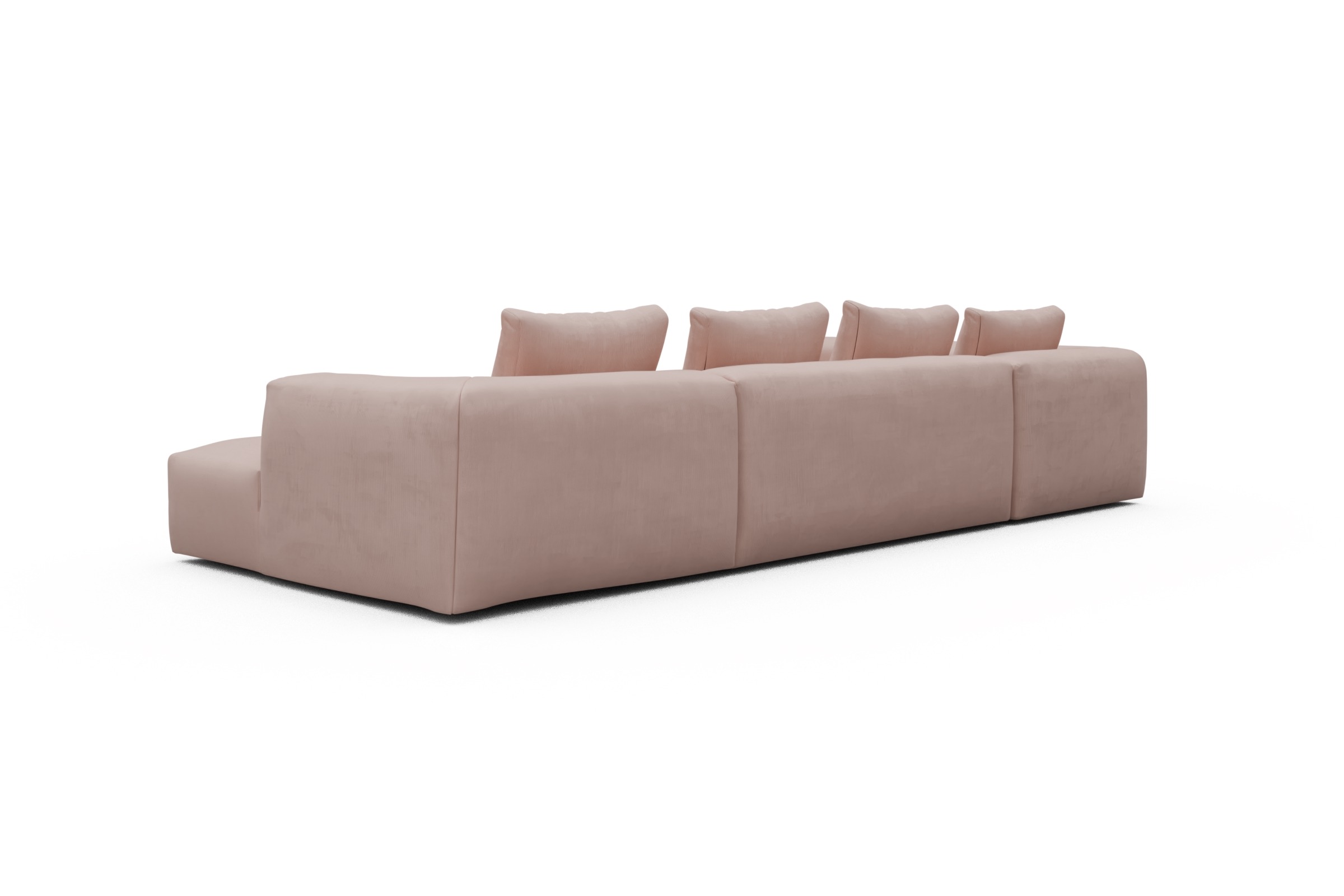 Wohnlandschaft Fred Chaiselongue rechts mit 2-Sitzer und lange Armlehne links Cordufine-Blush