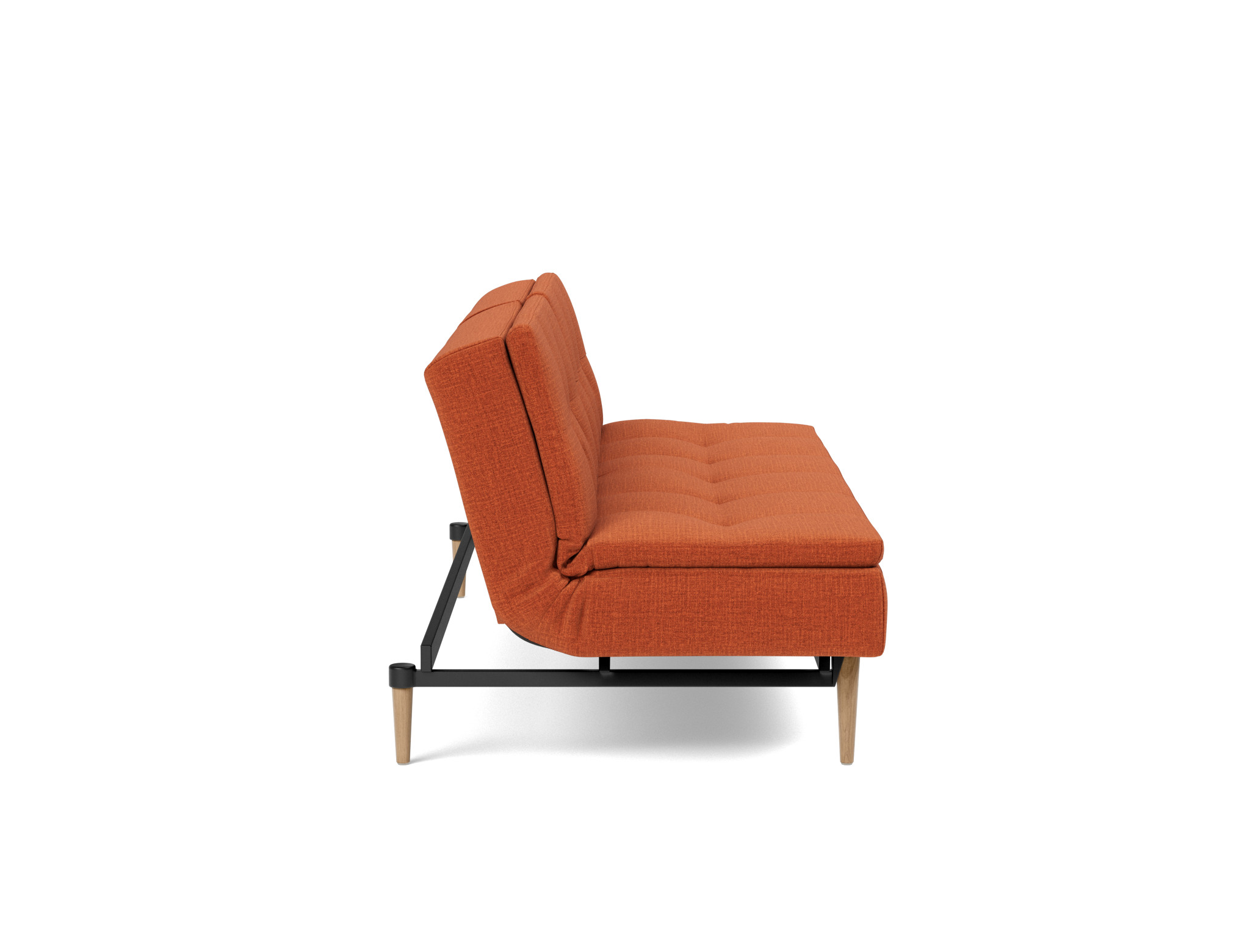 Schlafsofa Dublexo Chenille Esina 412-Rust-Orange Beine Styletto Eiche hell