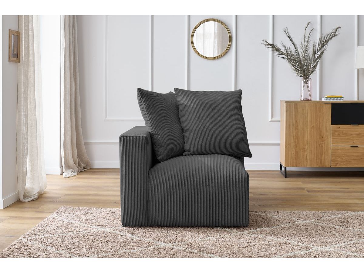 Bobochic Voltaire Eckmodul Cordsamt Dunkelgrau Ecke links
