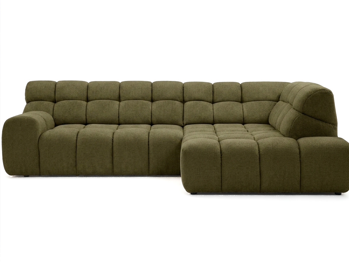 Bobochic Andre Ecksofa mit Schlaffunktion Chenille Grün Ecke rechts